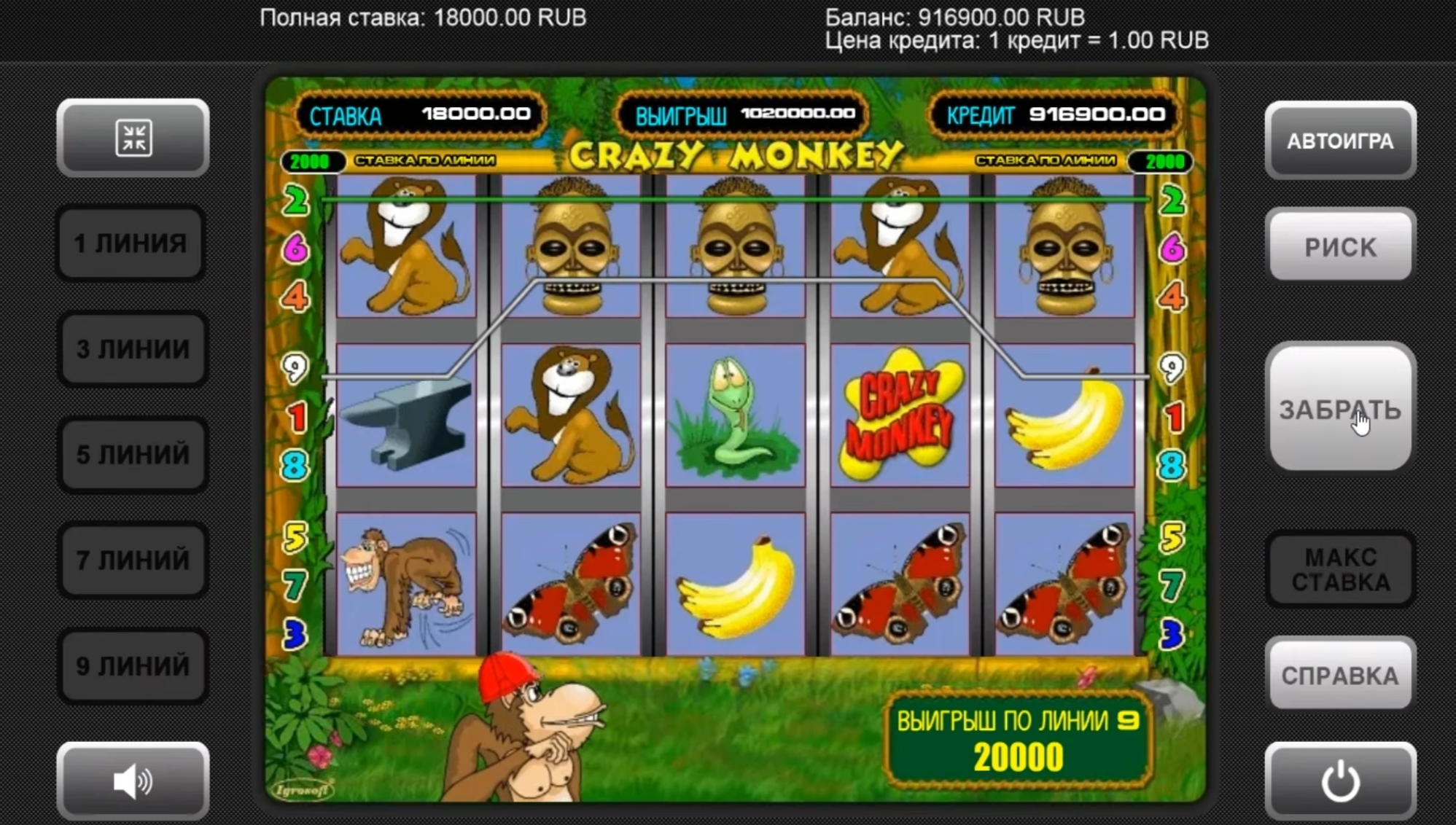 Crazy Monkey (Обезьянки) от провайдера Igrosoft